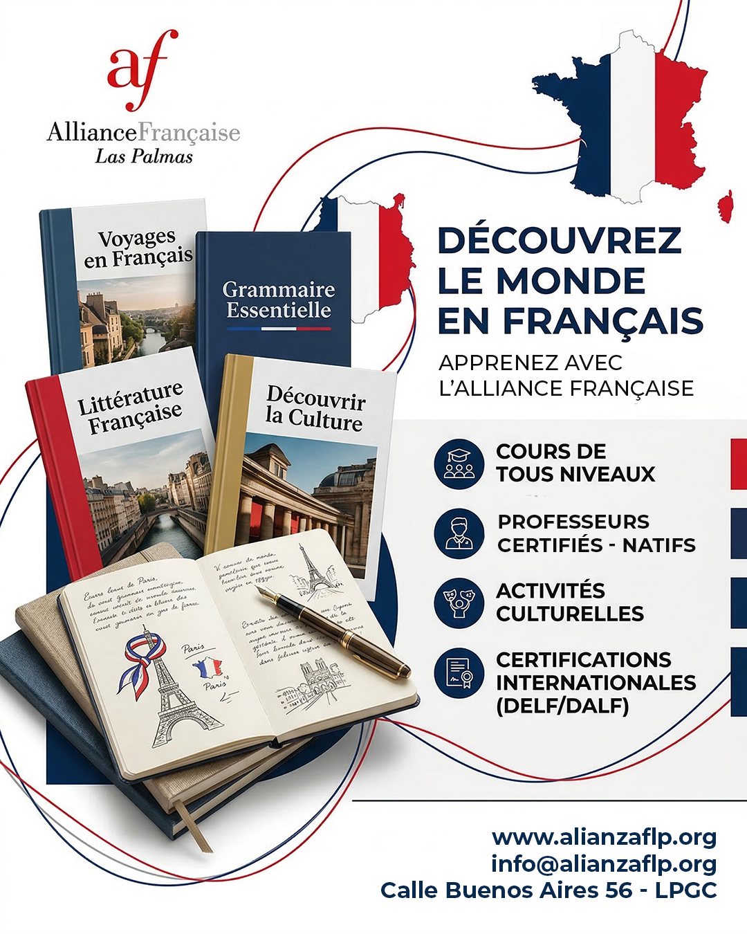 Descubre el mundo en francés😍🇫
Aprende francés con nosotros😉

 #laspalmasdegrancanaria❤️ #alianzafrancesalaspalmas #francesentuvida #Francophonie #aprenderfrancés #cursosdeverano #certificación #delfdalf #estudiarfrancés