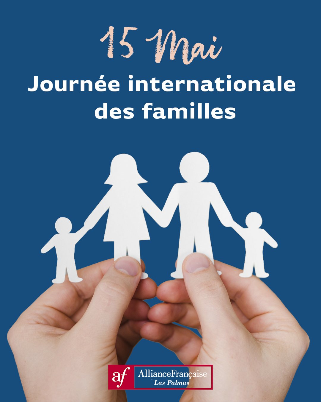 📣 ¡Feliz Día Internacional de la Familia! En este día, reconocemos la importancia de la familia como unidad básica de la sociedad y como fuente de amor, apoyo y protección. La Alianza Francesa de Las Palmas se une a la celebración de este día y alienta a todos a valorar y fortalecer los lazos familiares. En estos tiempos difíciles, es más importante que nunca demostrar nuestro amor y apoyo a nuestras familias, amigos y seres queridos. ¡Celebremos juntos el Día Internacional de la Familia! ❤️❤️

#alianzafrancesalaspalmas #culturafrancesa #aprenderfrances #aprenderidiomas #idiomaslaspalmas #diadelafamilia👪