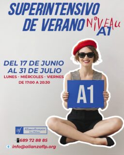 CURSOS DE VERANO - SUPERINTENSIVO A1✅😎
👉DEL 17 DE JUNIO AL 31 DE JULIO
👉LUNES - MIÉRCOLES - VIERNES DE 17:00 A 20:30
👉📲689 72 88 85
👉📧 info@alianzaflp.org

 #laspalmasdegrancanaria❤️ #alliancefrancaise #francesentuvida #aprenderfrancés #cursosdeverano #certificación #delfdalf #arte #cinema #cultura