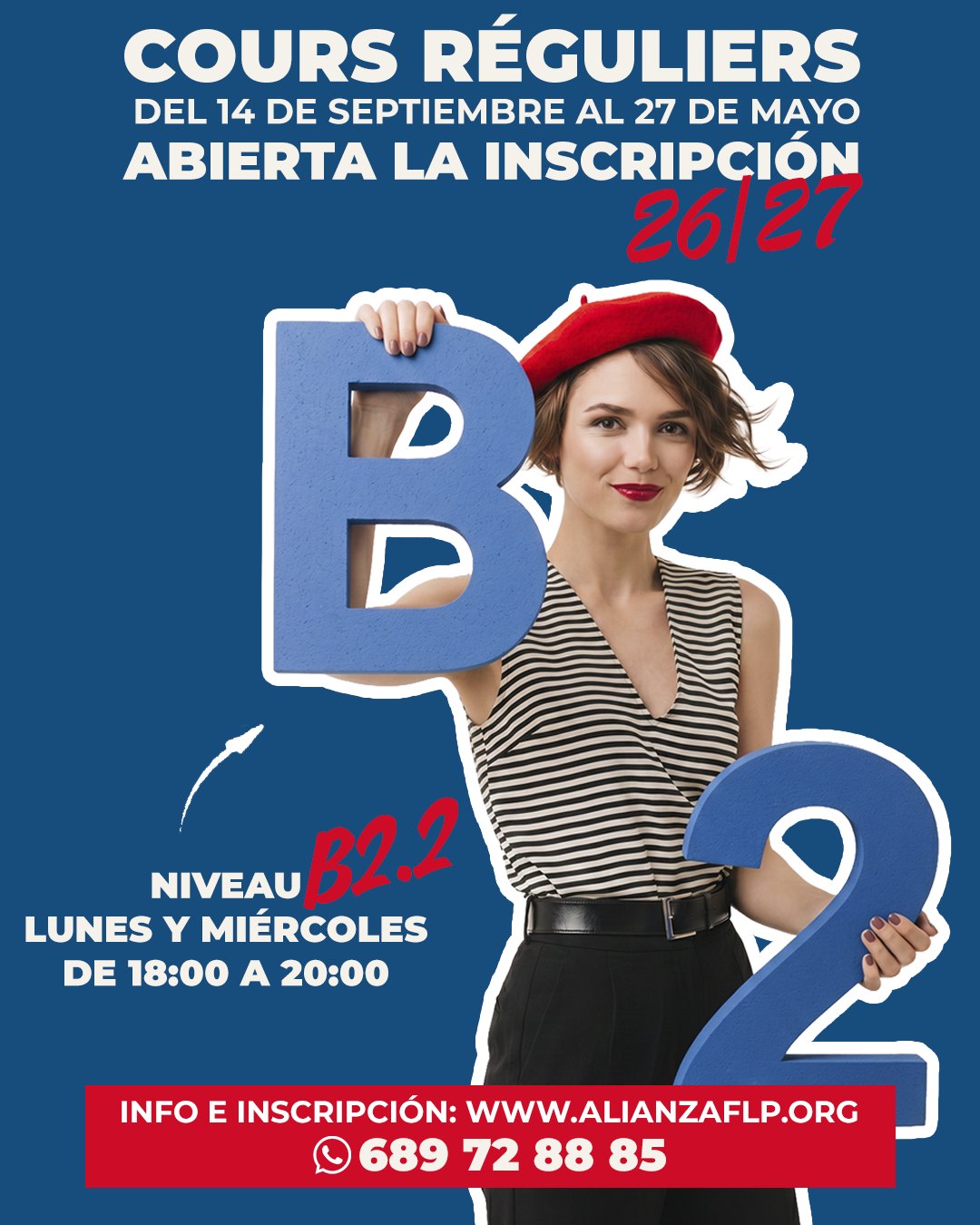 ¡Ya tenemos disponible la oferta de cursos 26-27!😍🇫🙌
👉 NIVEL B2.2 - LUNES Y MIÉRCOLES DE 18:00 A 20:00 HS.✅ 
👉LINK: https://sites.google.com/view/ofertacursos/2026-2027...

#francesentuvida #alliancefrancaise #laspalmasdegrancanaria❤️ #delf #delfjunior #culturafrancesa #cursosdeverano #alianzafrancesalaspalmas #aprenderfrancés #dalf #francés #estudiarfrances #examendefrancés