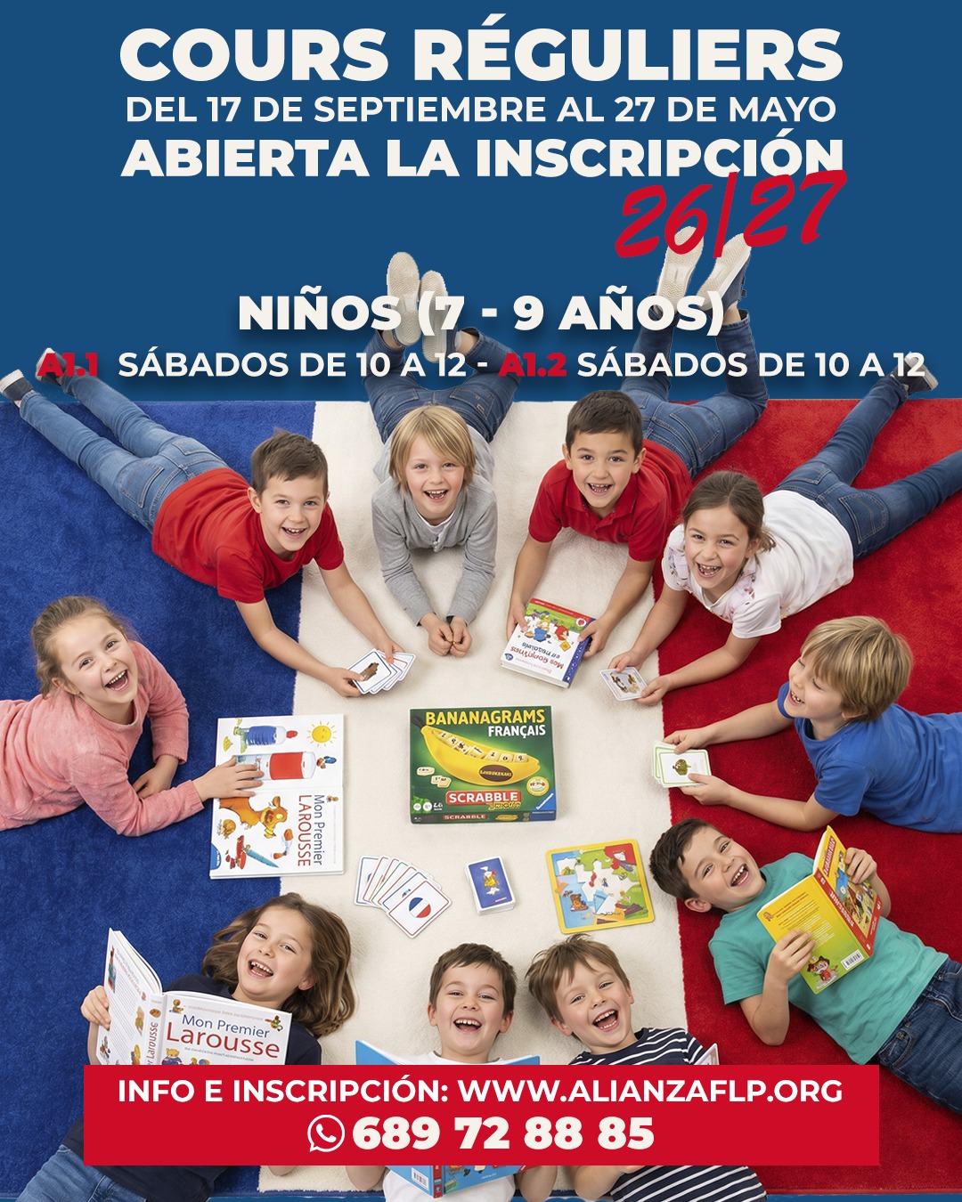 ¡Ya tenemos disponible la oferta de cursos 26-27!😍🇫🙌
👉NIÑOS ( 7 A 10 AÑOS)
👉A1.1 - SÁBADOS DE 10:00 A 12:00 HS.✅ 
👉A1.2 - SÁBADOS DE 10:00 A 12:00 HS.✅ 

#francesentuvida #alliancefrancaise #laspalmasdegrancanaria❤️ #delf #delfjunior #culturafrancesa #cursosdeverano #alianzafrancesalaspalmas #aprenderfrancés #dalf #francés #estudiarfrances #examendefrancés