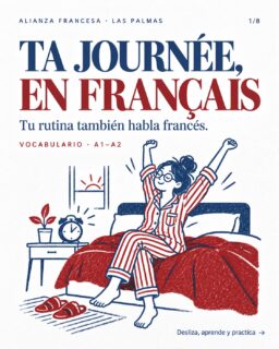 🇫🇷 Tu día está lleno de cosas que ya puedes contar en francés. ¿Lo probamos?

Despertarte, desayunar, ir a clase, pasear junto al mar… Cada momento de tu rutina es una oportunidad para practicar. ☀️🥐🌊

👉 Desliza y descubre **24 acciones cotidianas en francés**, con ilustraciones y frases de ejemplo para pasar del «lo entiendo» al «sé decirlo».

💡 Un truco: aprende el verbo junto con una frase.
“Se lever” significa levantarse; para hablar de ti, di: **«Je me lève»**. Después, añade tu horario y ¡ya tienes una frase sobre tu día!

En la **Alianza Francesa de Las Palmas** te acompañamos para que el francés forme parte de tu vida, paso a paso. 💙

✍️ Te proponemos un pequeño reto: cuéntanos tu rutina en los comentarios con tres frases:
☀️ Le matin…
🍽️ À midi…
🌙 Le soir…

🔖 Guarda este carrusel para repasarlo y compártelo con esa persona con la que te gustaría practicar.

📩 ¿Quieres empezar a aprender francés? Envíanos un DM y te orientamos.

#AlianzaFrancesaLasPalmas #AprenderFrancés #FrancésEnLasPalmas #VocabularioFrancés #FrancésParaPrincipiantes #RutinaEnFrancés #FrançaisAuQuotidien #LasPalmasDeGranCanaria